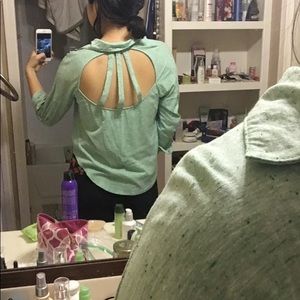 Altar’d State Coral Green Backless Buttonup